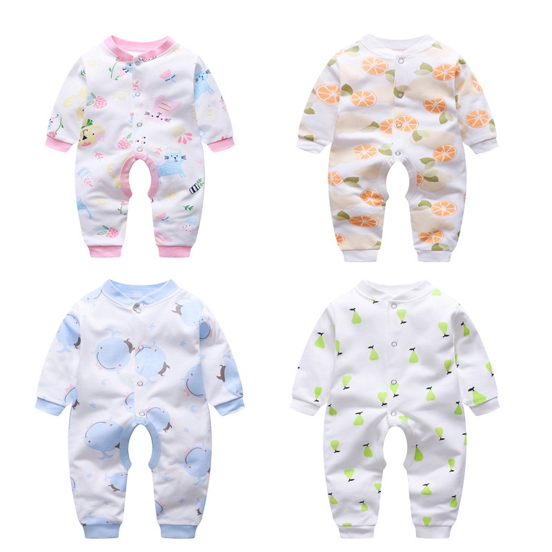 Baby Girl Jumpsuits Flower Cotton Romper Jumpsuits Long Sleeve Onesies with Hat for Footless Sleep and Play 66cm Beige