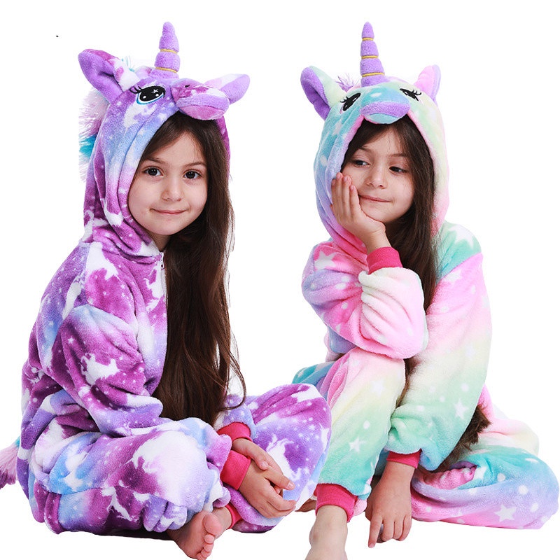 Girls Kigurumi Unicorn Stitch Pajamas Cosplay Onesie Disguise Costumes Pijama Kids Boys Sleepwear