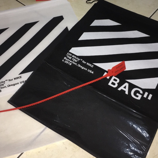 off white shoe bag