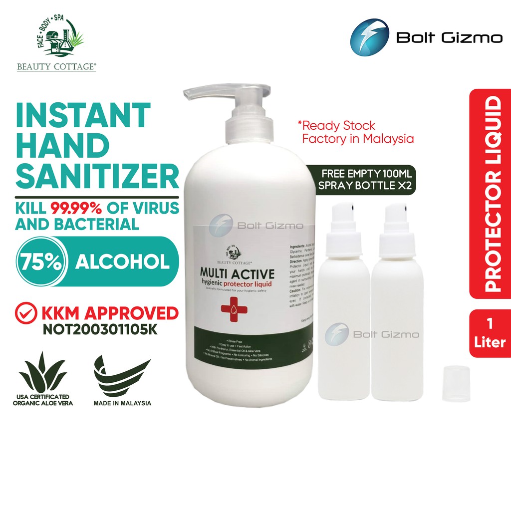 ️ KKM APPROVED 1 Liter 1000ML Instant Hand Sanitizer Lwith 75