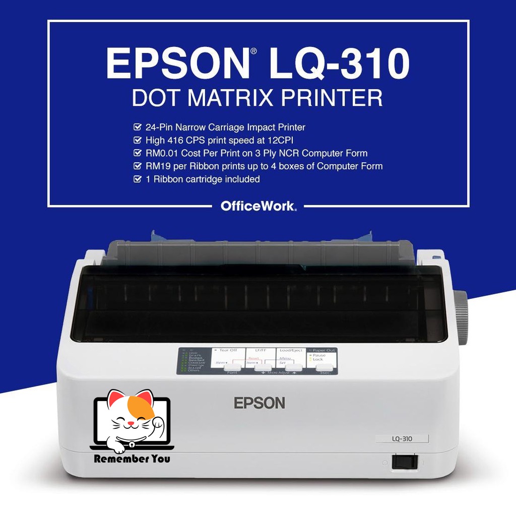 Epson Lq 310 Dot Matrix Printer A4 24 Pin Usb Dot Matrix Printer Lq310 Shopee Malaysia 