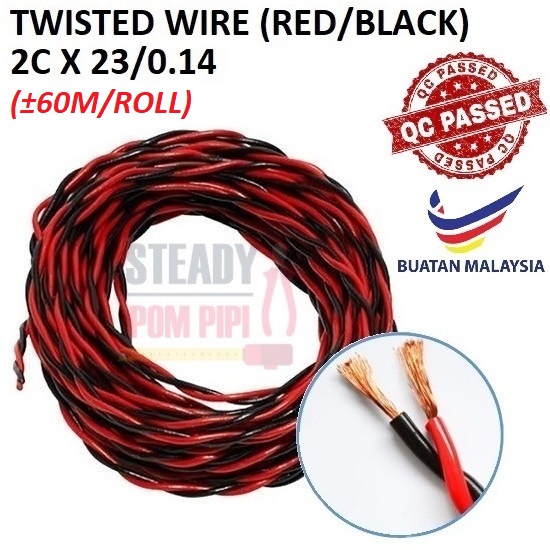 RED BLACK WIRE 23/014 X 2 CORE PVC INSULATED NONSHEATHED TWISTED WIRE