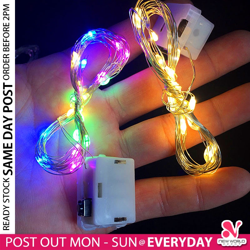 《 》Free Battery 1m 2m 3m LEDS Decoration Holiday Battery Indoor String Copper Wire Fairy Lights Lampu Raya 装饰灯