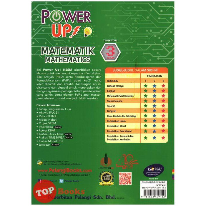 Topbooks Pelangi Power Up Matematik Tingkatan 3 Kssm 2021 Shopee Malaysia