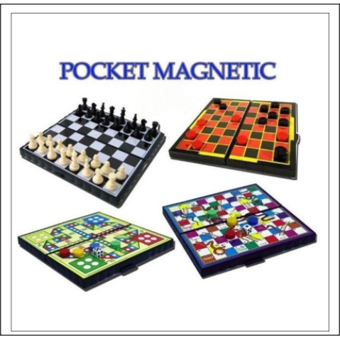 POCKET MAGNETIC GAME SET Dam Ular Dam Haji Aji Catur Chess Dadu Duel ...