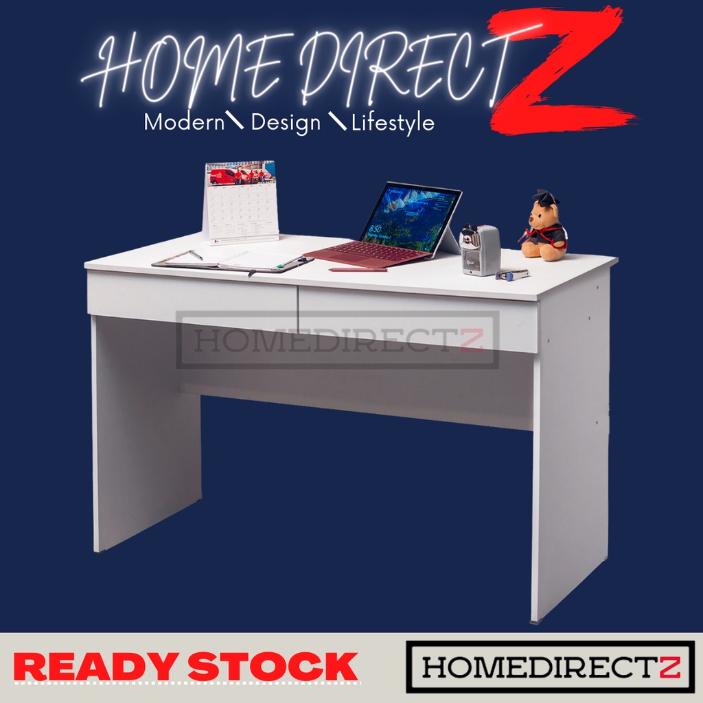 HDZ 4 Feet Melamine Wooden Writing Office Study Table White Computer