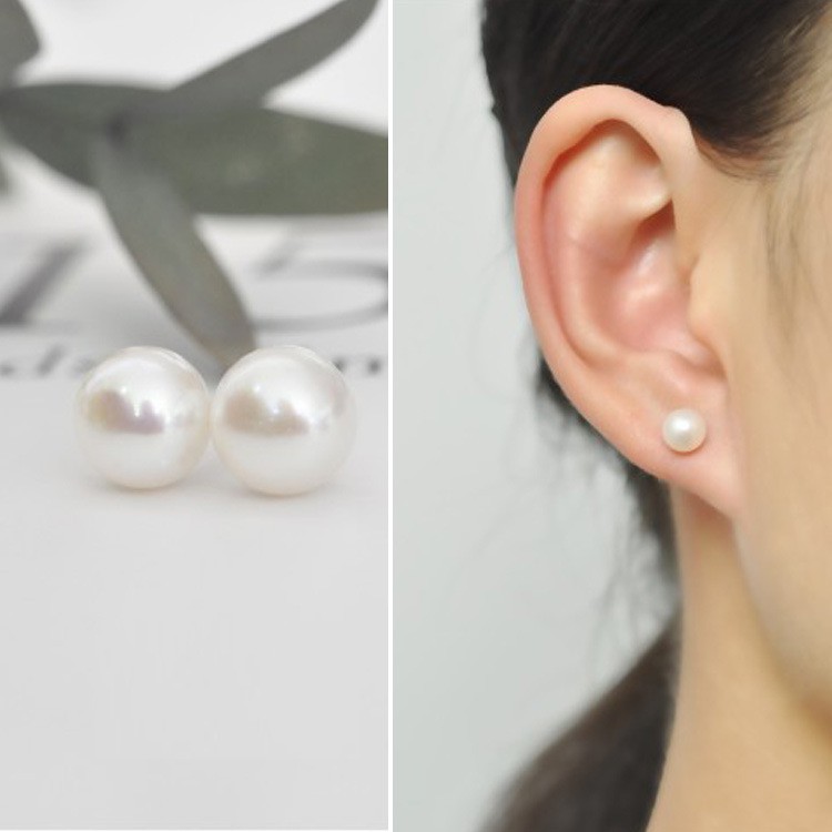 FOREVER BEAUTY Japanese and Korean fashion jewelry fashion simple pearl earrings highlight small earrings simple pearl earrings stainless steel earrings