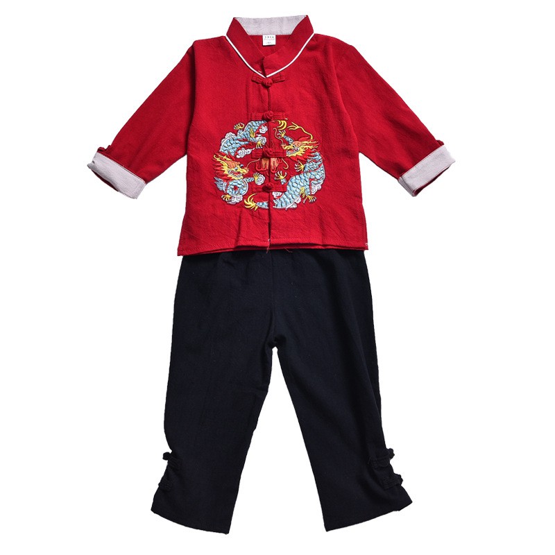 Kids Boy Samfu Clothing Sets Embroidery Tops + Pant For 3-8 Years Old ...