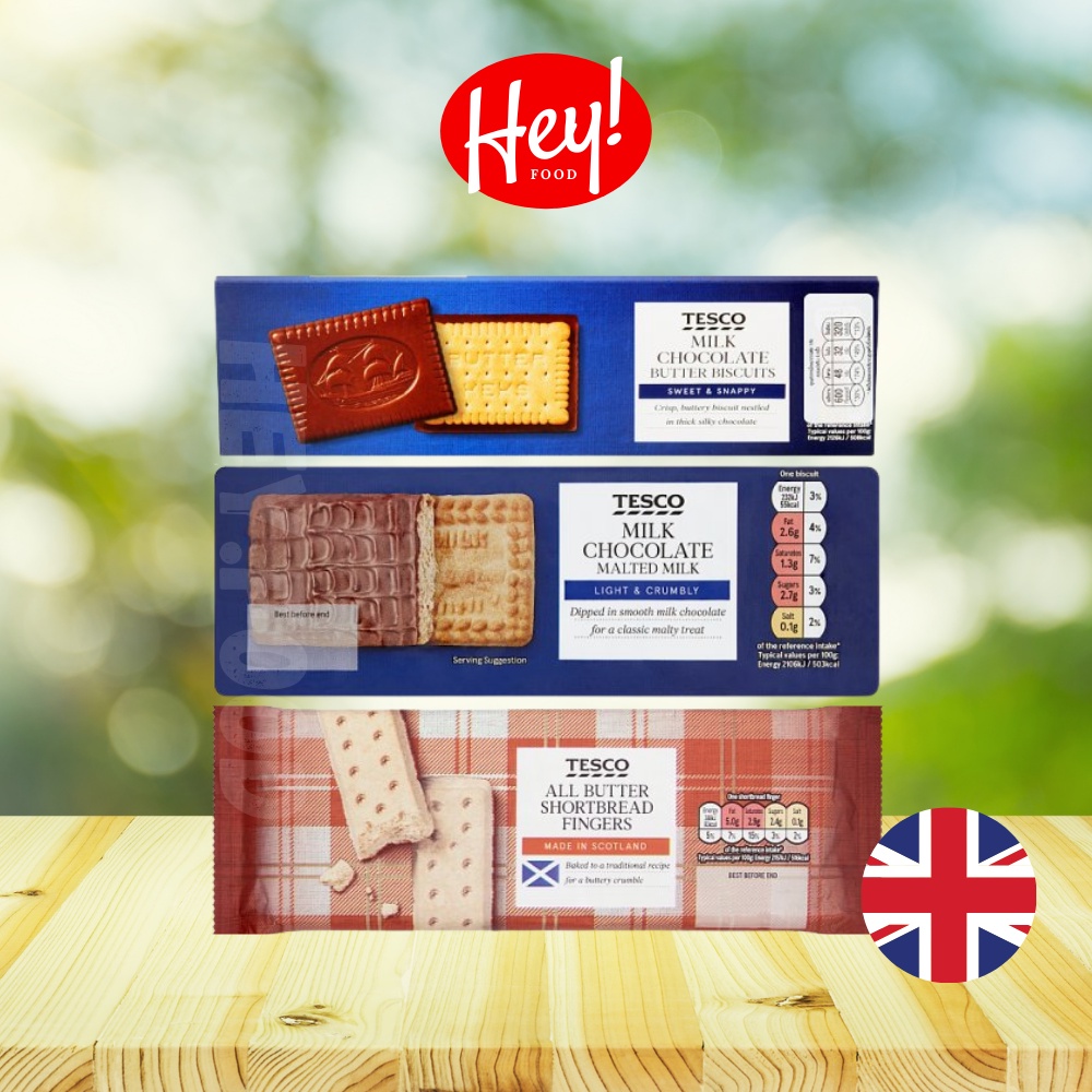 TESCO Milk Chocolate Butter Biscuits (125g)/ Milk Chocolate Malted Milk