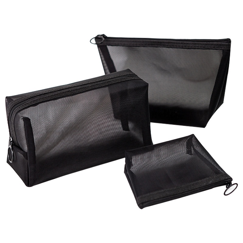 Casual Zipper Toiletry Wash Bags Make Up Transparent Mesh Makeup Case Organizer Storage Women Travel Cosmetic Bag