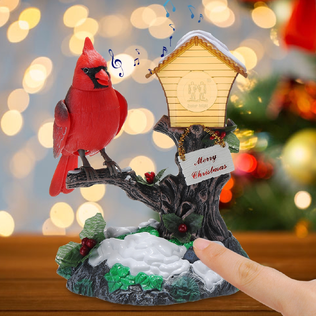 Electronic Cardinal Bird Musical Dancing Sound Activated Xmas Home