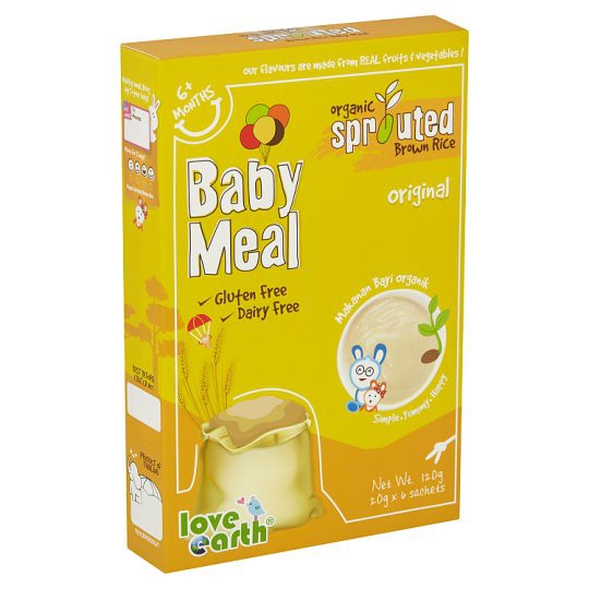 Love Earth Organic Sprouted Brown Rice Baby Meal Original 6+ Months 6