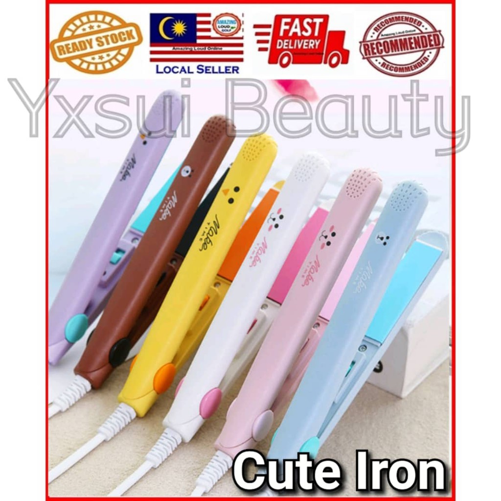 *Ready Stock* Mini straightener flat iron 2 in 1 Mini curler Travel Size Hair Straightener Curler Mini Straightening