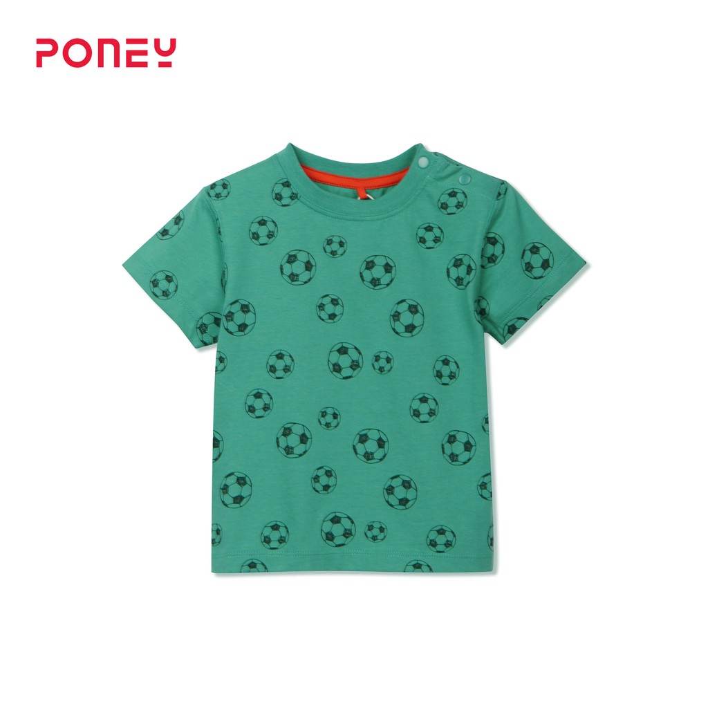 Poney Boy Maxwell Football Prints Green Short Sleeve Tee