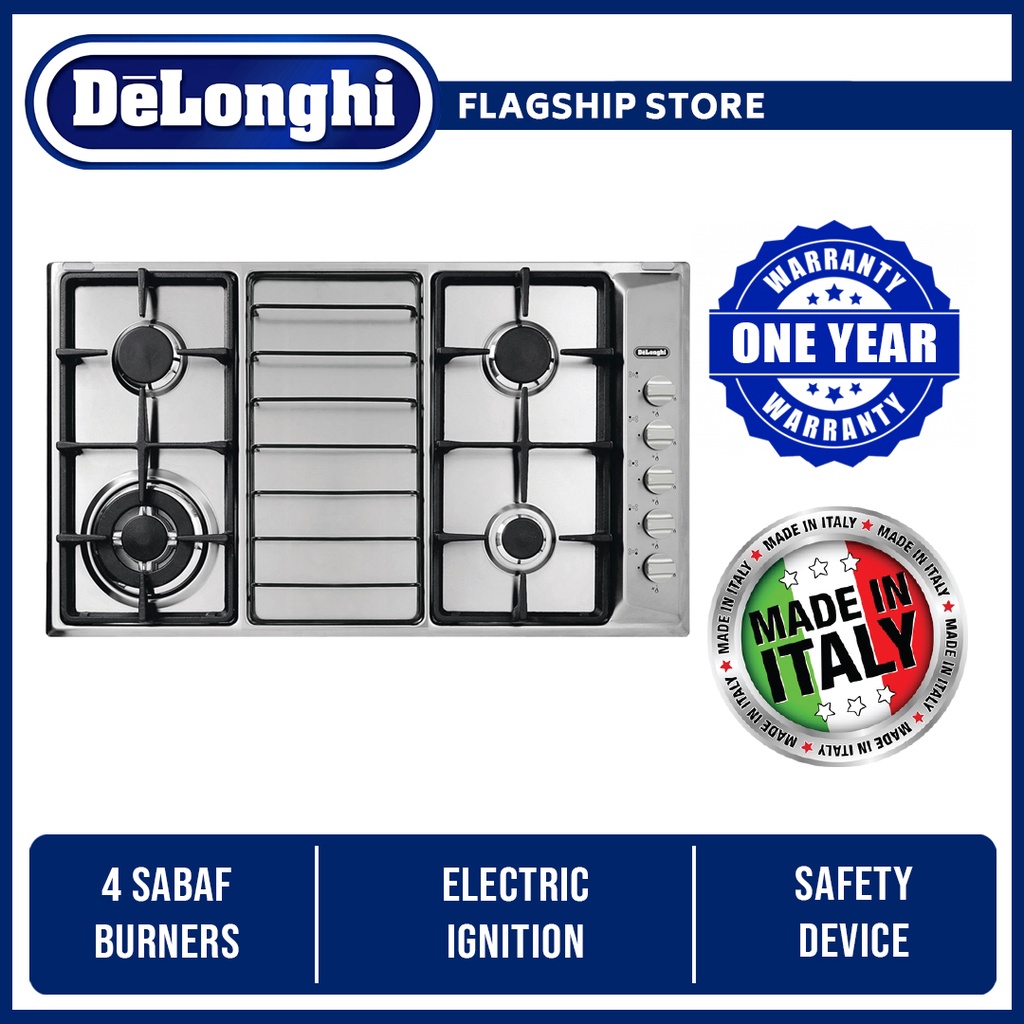 DeLonghi IL 419 AGDDX Stainless Steel Hob with 4 Burners (Made in Italy