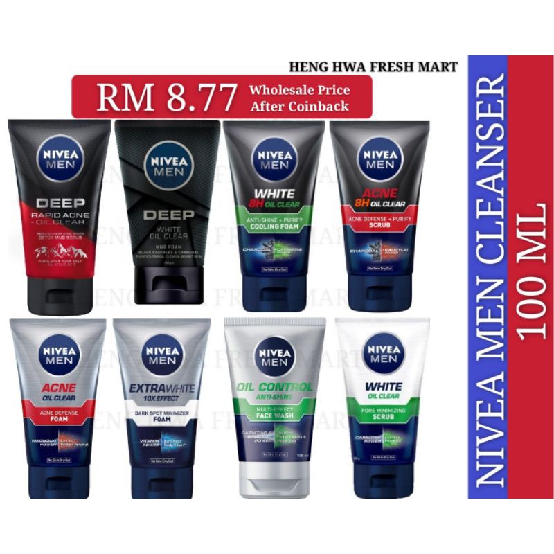 🔥NIVEA MEN Face Wash/NIVEA Facial Cleanser/Foaming Cleanser/Mud Foam