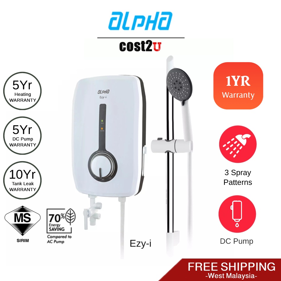 [Free Shipping] Alpha EZY I Instant Water Heater with DC Pump EZY-I MWH105-DBK Home Shower Heater Pemanas Air Mandi 热水器