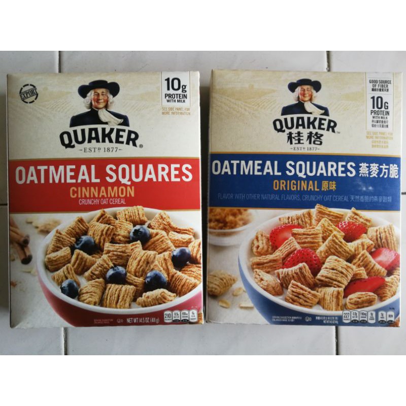 Quaker Oatmeal Squares(Original/Cinnamon) 411g Ready Stock Shopee