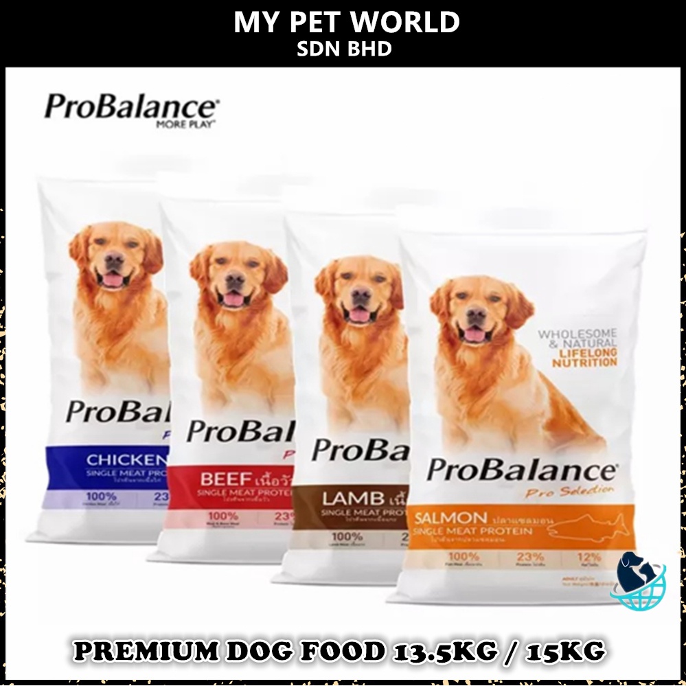 ProBalance Adult Dry Dog Food Salmon (13.5kg)/Chicken/Beef/Lamb (15kg