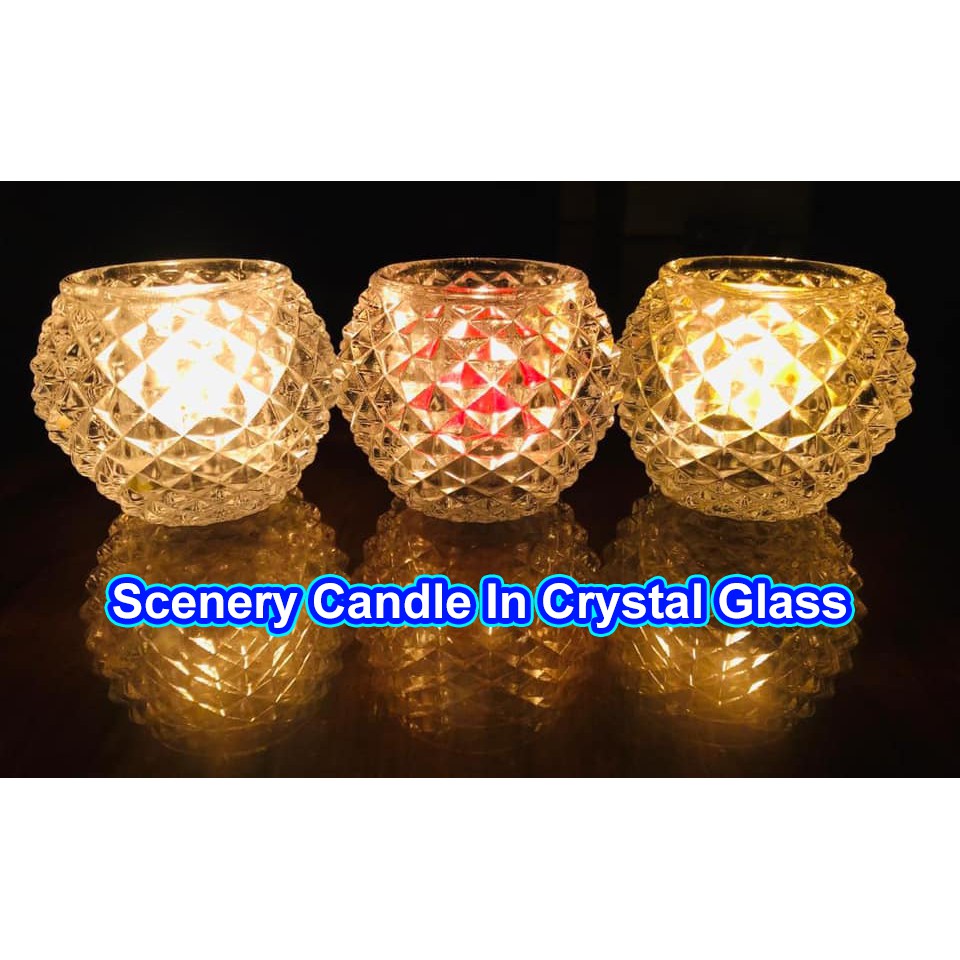 6 Pcs Scenery Candles in Diamond Crystal Glass - Romantic / Religious / Home Decor / Interior Design/ Environment Wise