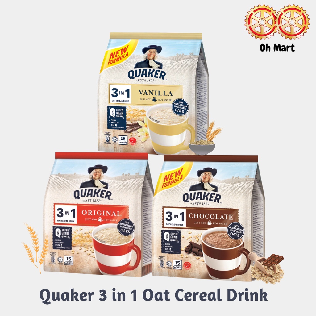 Quaker 3 in 1 Oat Cereal Drink Chocolate/ Original 28g x 15 sachets