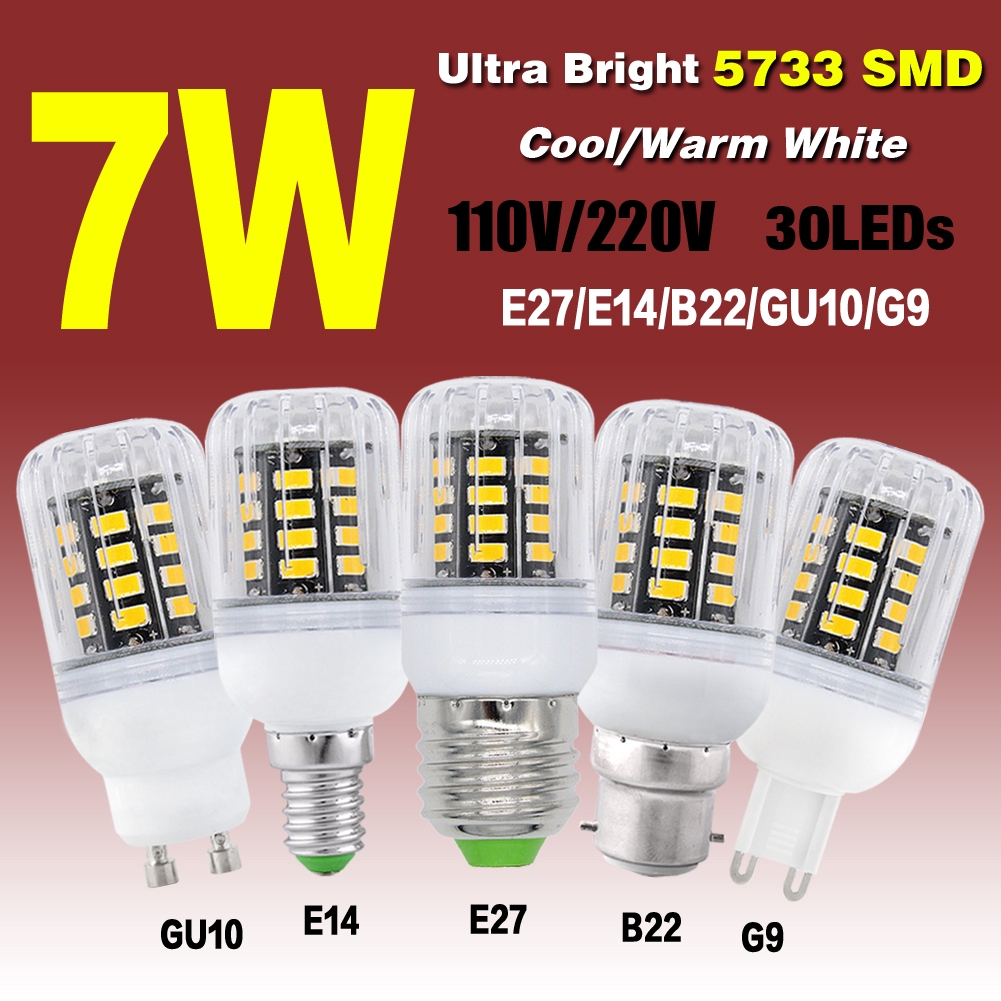 Effective 5730 Chip LED Corn Bulb Lamp E14//E27 Cool Warm Milky White 220V Light