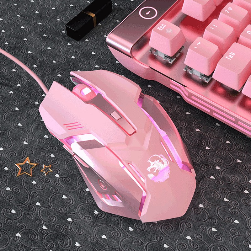 wired mouse Pink mouse game dedicated wired girl cute creative