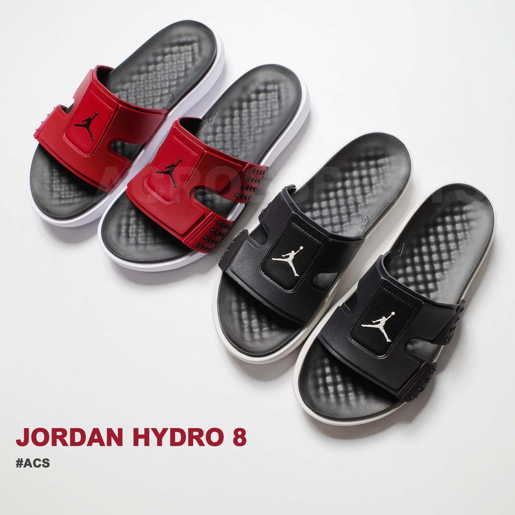 jordan slippers red and black