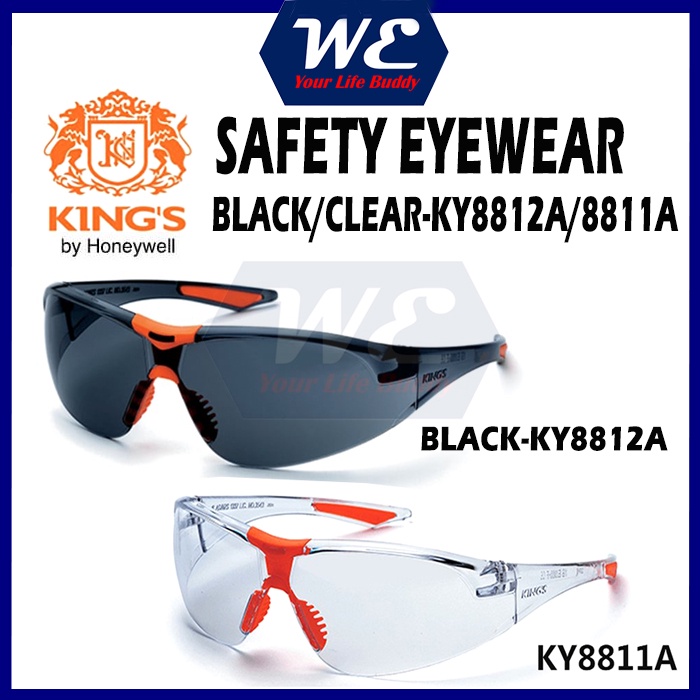 KING'S Safety Eyewear 8812A SMOKE BLACK/ 8811A CLEAR/ 1154A SLIVER GRAY SMOKE KING Glasses Spectacle Sporty Sunglasses G