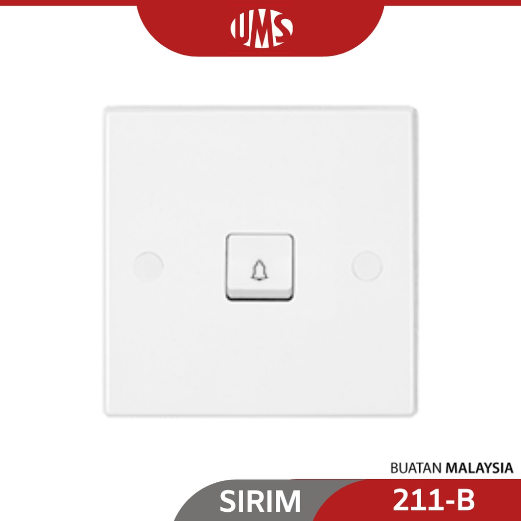 UMS Bakelite Modular Series 1 Gang Bell Push Switch (SIRIM) Shopee