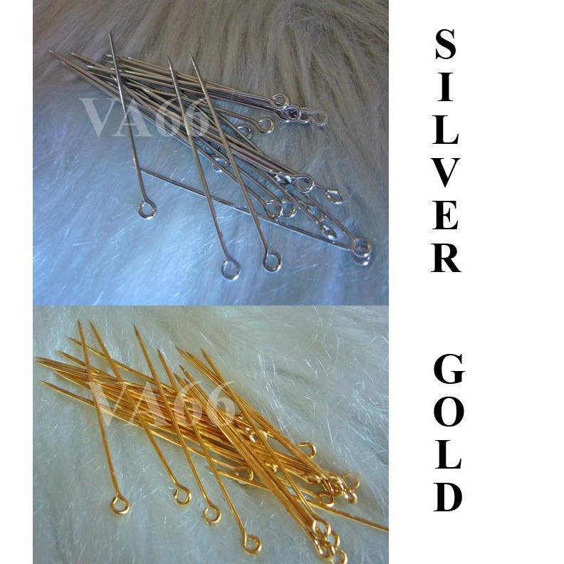 Sharp end Headpins Head Pins Scarf Jarum Eyepins Tudung gold silver 50 ...