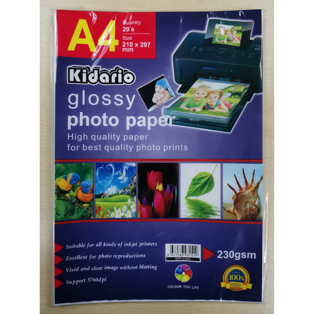 Kidario A4 Glossy Photo Paper (210gsm, 230gsm, 260gsm) | Shopee Malaysia