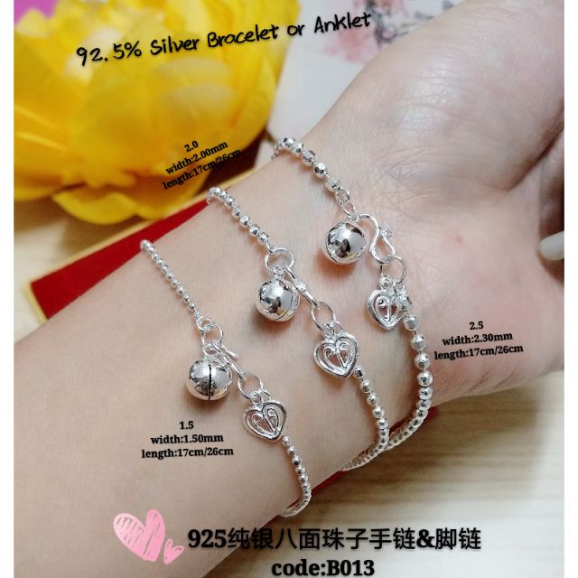 925纯银八面珠子手链 Bracelet Silver 925 Rantai Tangan Loci Perak