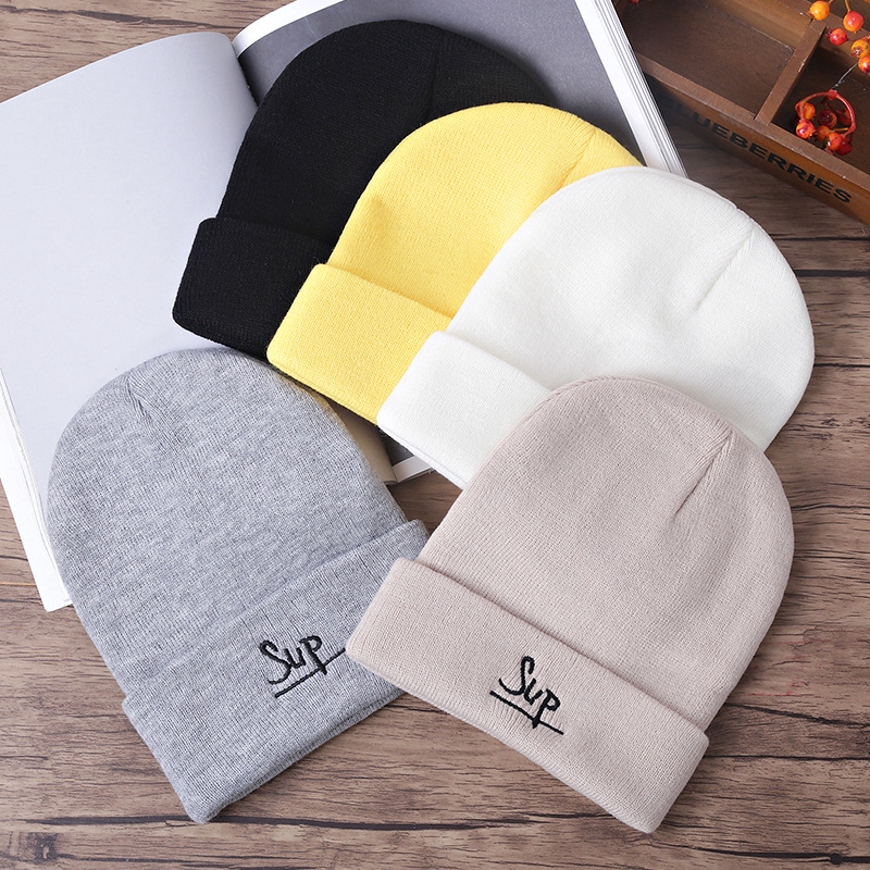 Autumn and Winter Knitted Wool Hat Women Fashion SUP Embroidery Knit Hat  Sweet Cute Headgear | Shopee Malaysia