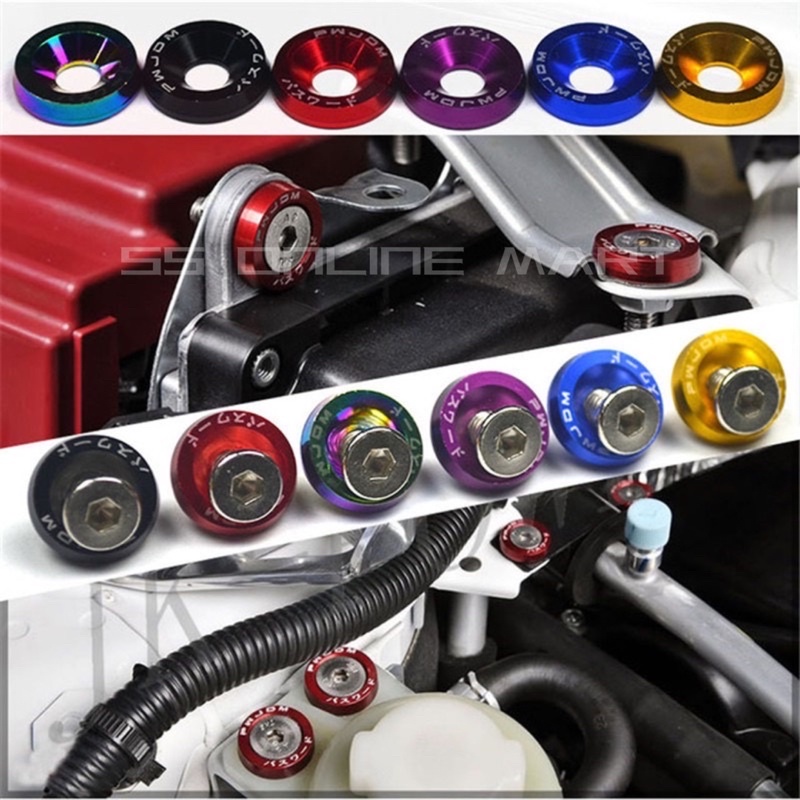 10pcs M6 JDM Car And Motorcycle Modified Hex Fasteners Fender Washer Bumper Engine Concave Screws Car-styling