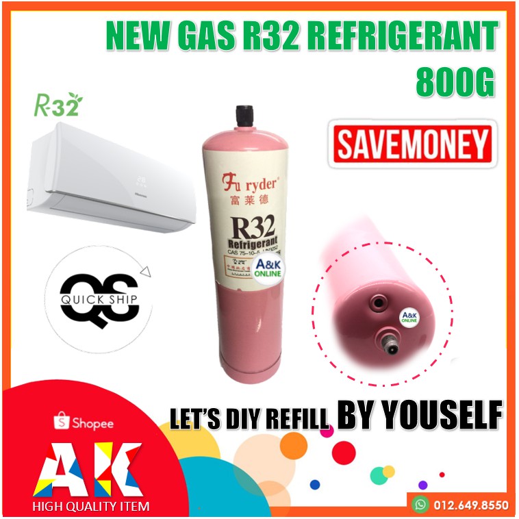 New Gas R32 Refrigerant Price 99 9 Purity 800g New Arrival Shopee Malaysia