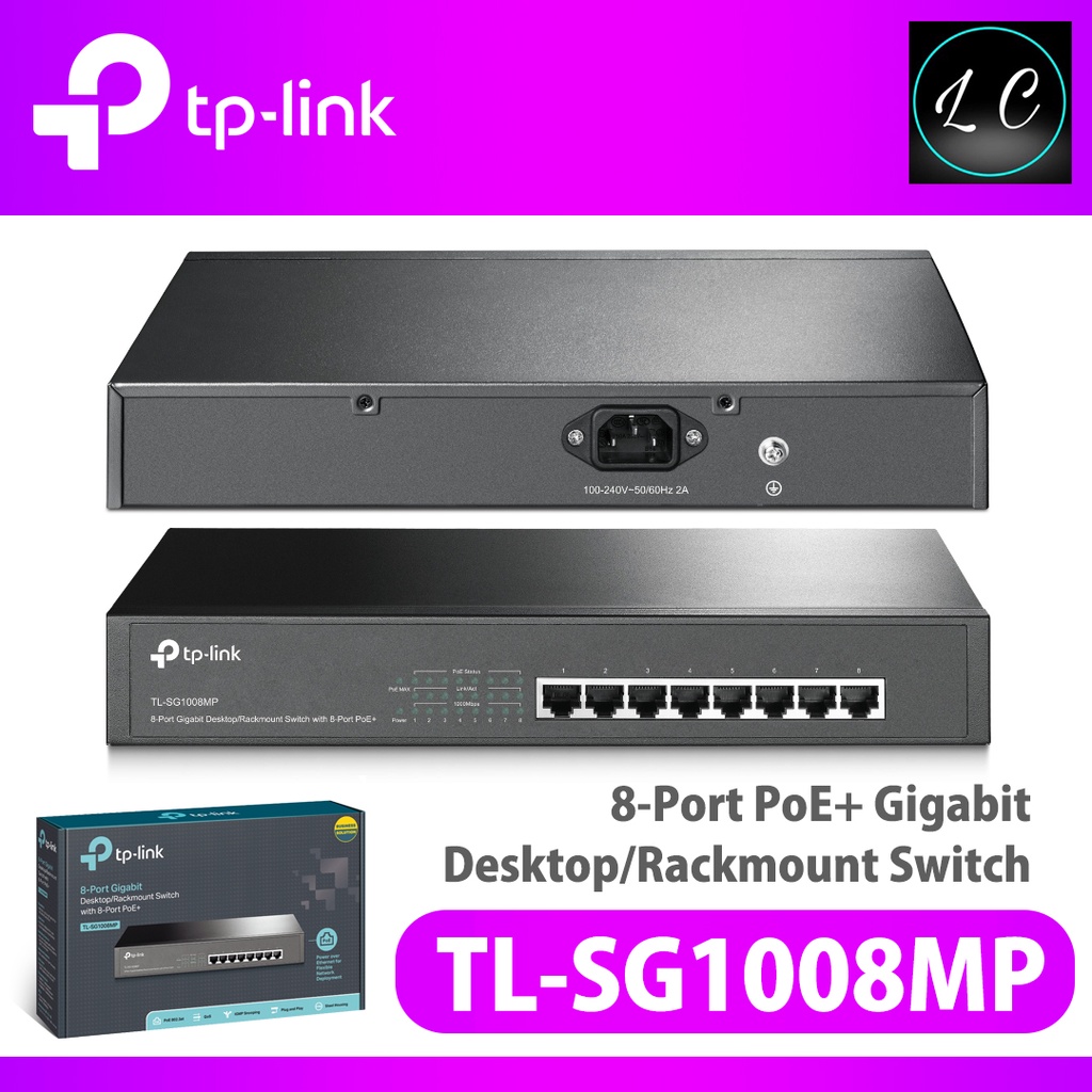 Network Office TL-SG1008MP 8-Port PoE+ RJ45 Desktop/Rackmount Gigabit Ethernet | 8-Port Network Switch with TP-Link PGMall LAN