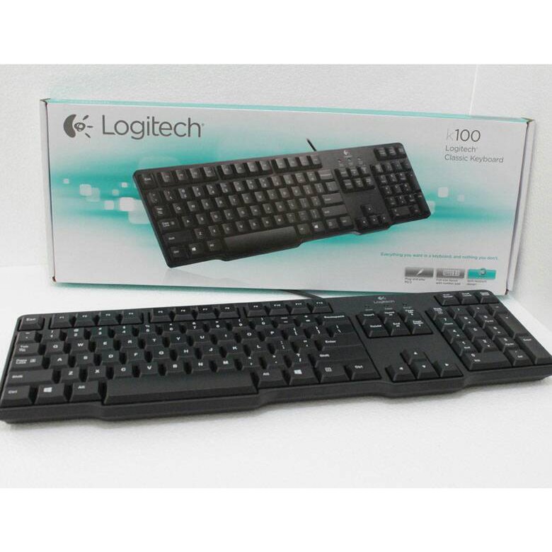 Logitech K100 PS2 Wired Classic Keyboard - Black | Shopee Malaysia