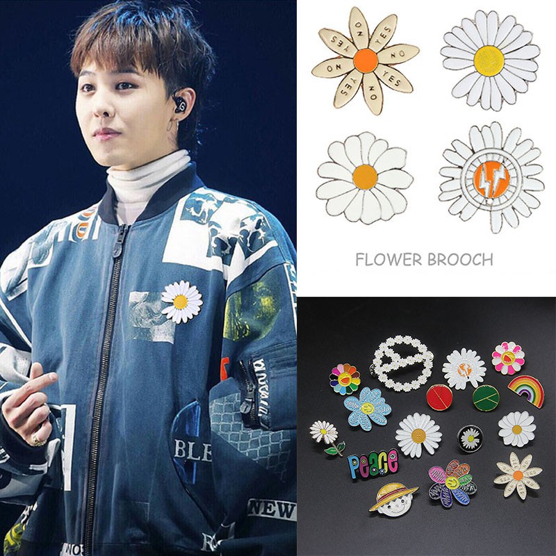 Kpop Bigbang Gd Daisy Brooch Drip Oil Pmo Notch Chrysanthemum Pin Brooch Alloy Clothing Hat Decor Shopee Malaysia