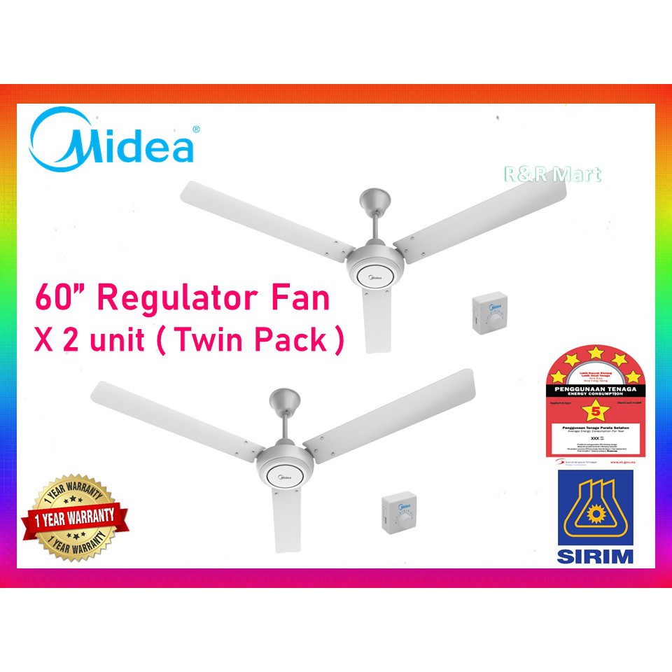 2 Unit Midea 60 Regulator Ceiling Fan 5 Speed Kipas Siling Mfc 150a15 Shopee Malaysia