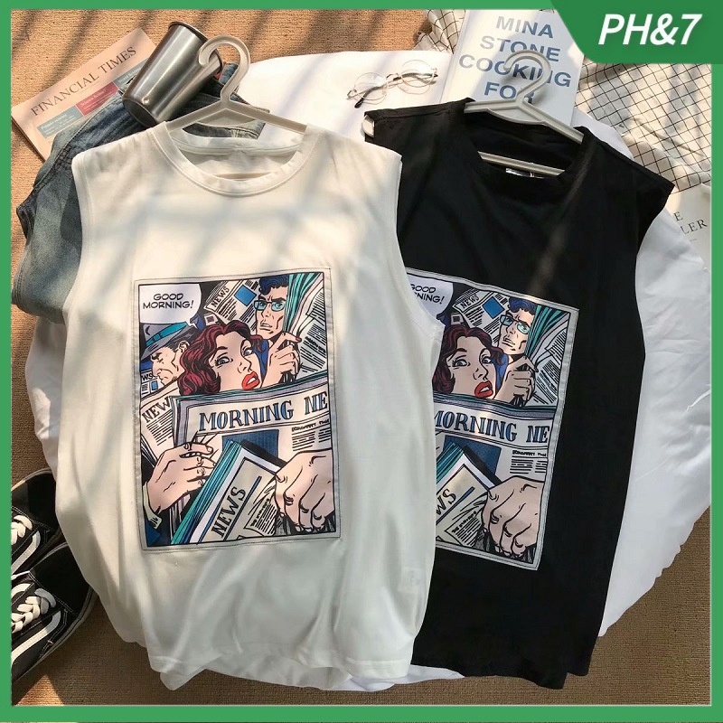 Summer men's vest Korean casual loose sleeveless T-shirt youth tide brand ins sports t shirt