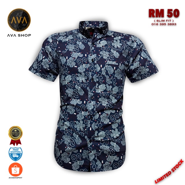  KEMEJA  BATIK  SLIM FIT Ready Stock Shopee Malaysia