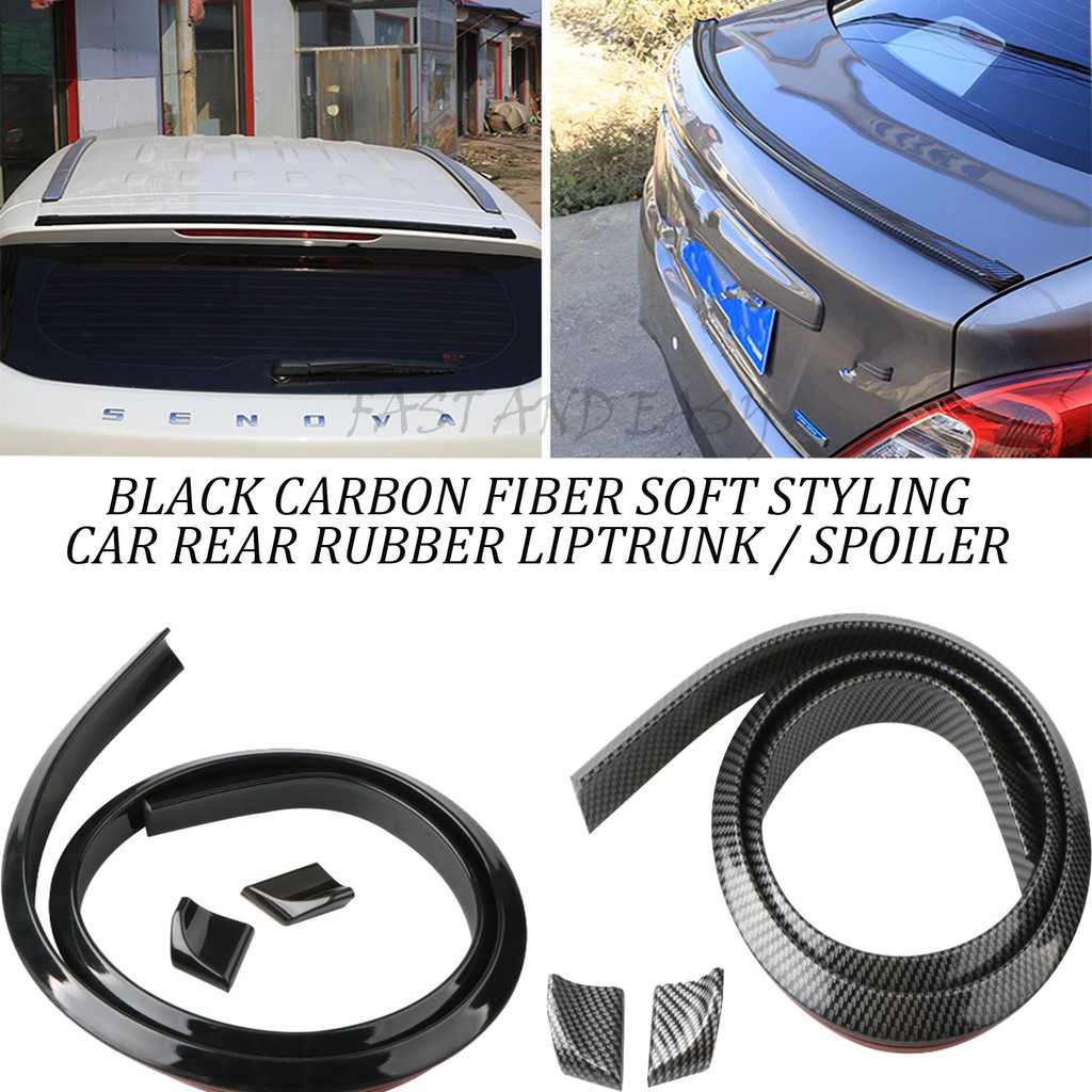 Renovate Samurai Rear Spoiler Carbon Print Car Rubber Strip (With 2 Edge Clip) (CARBON