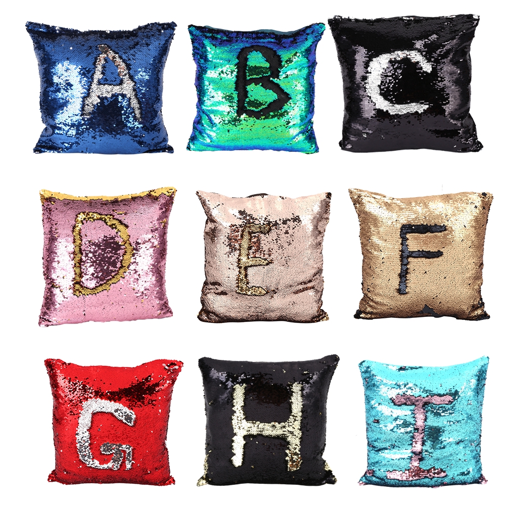 Square Reversible Mermaid Sequins Satin Pillow Cover Throw Pillow