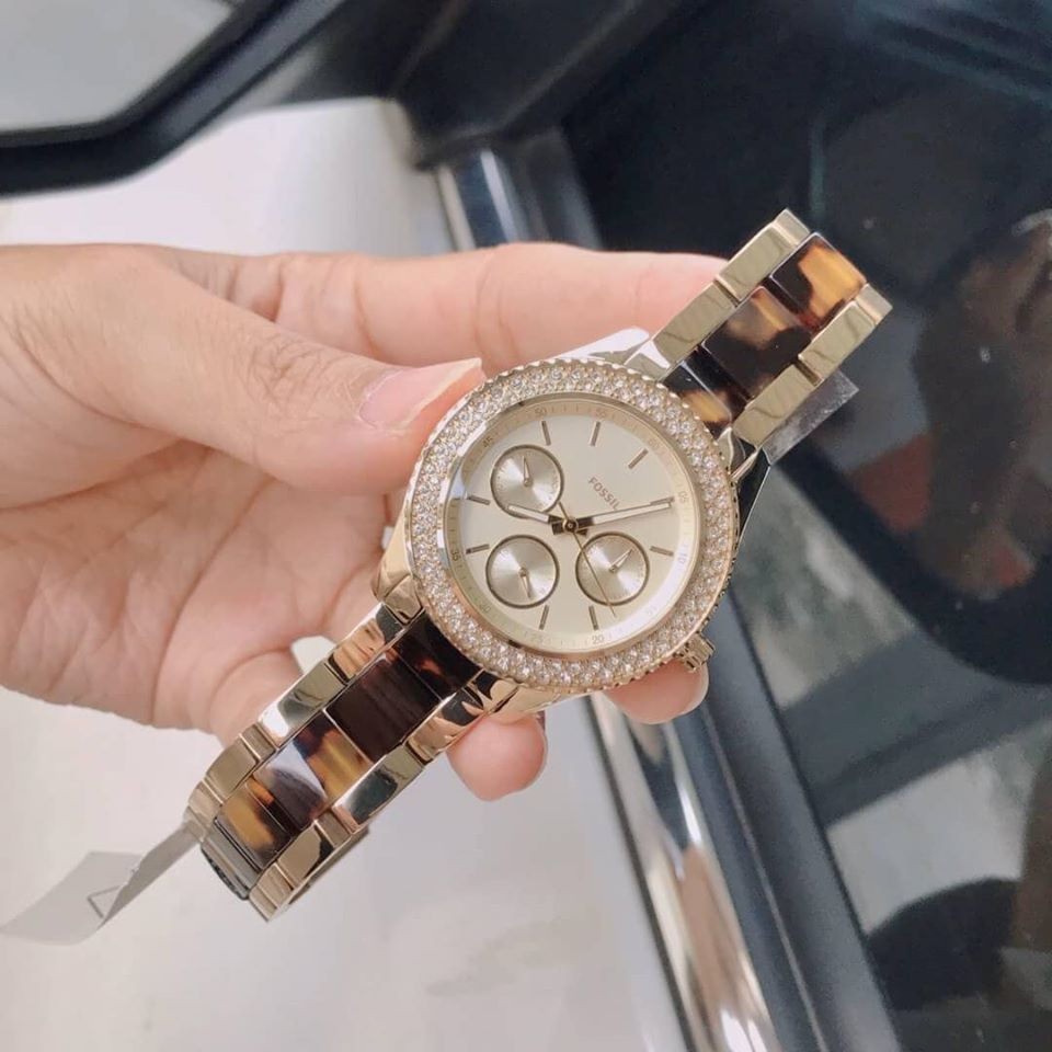 Fossil ES4756 Stella Multifunction Two Tone Stainless Steel and Acetate  Watch | Shopee Malaysia