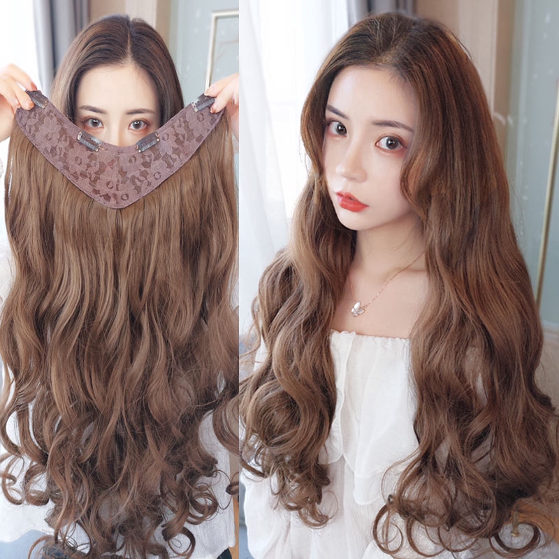 Wig Piece Female Long Curly Hair Big Wave One Piece Long Straight