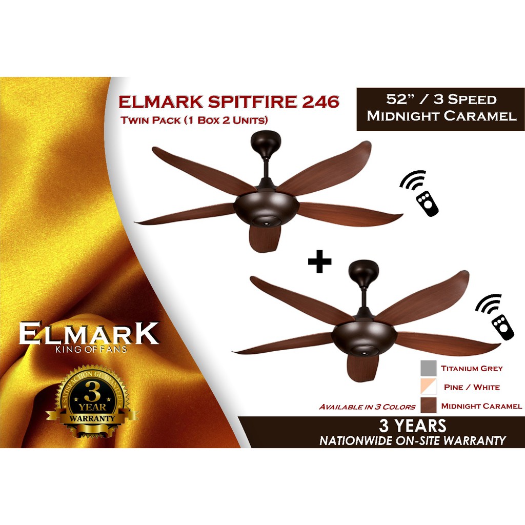 2 Units Elmark 52 Spitfire 246 Ceiling Fan With Remote Control