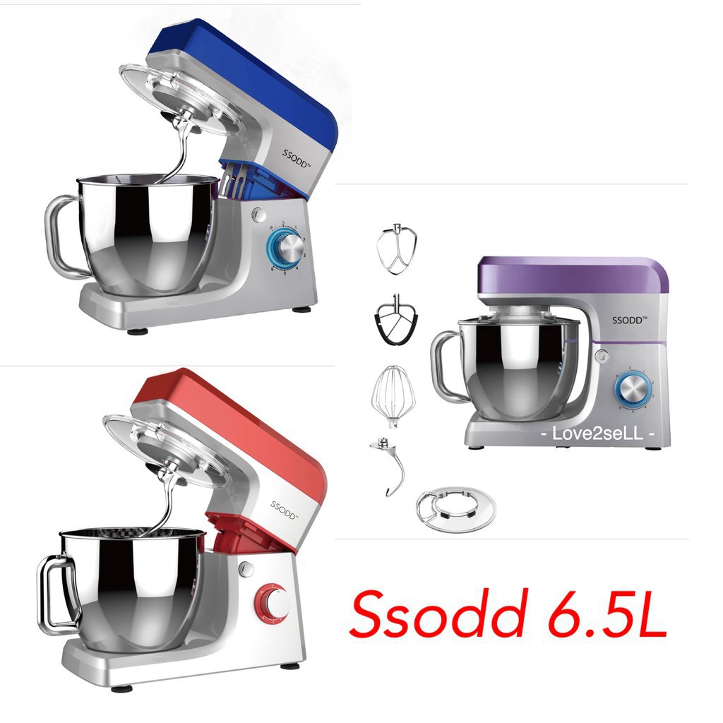 【Tempat】 SSODD Stand Mixer 6.5L SM1511 Silicone Beater Dough Hook Whisk Splash Guard Stainless Steel Mesin Pengadun