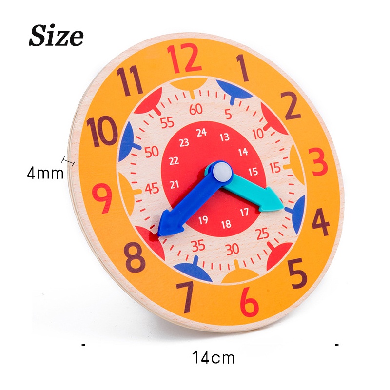 Classic Chronograph Montessori Math Toys Wooden Clock Kids Learn Tell Time Wood Watch Early Learning Teaching Model Aids - Image 4