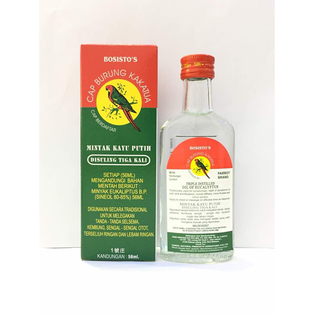 Parrot Brand Oil Of Eucalyptus Cap Burung Kakak Tua Minyak Kayu Putih 28ml 56ml Shopee Malaysia
